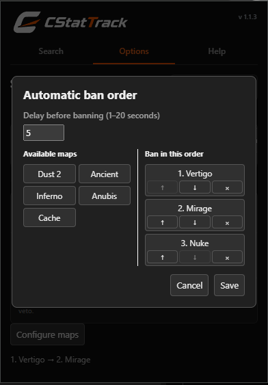 Automatic map banning